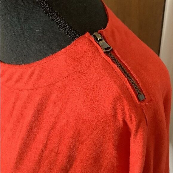 Faux Suede Red Fringe Top - Picture 5 of 7